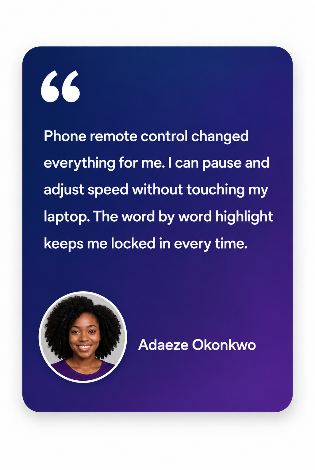 Testimonial from Adaeze Okonkwo